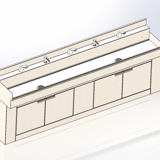 Long sink with cabinet